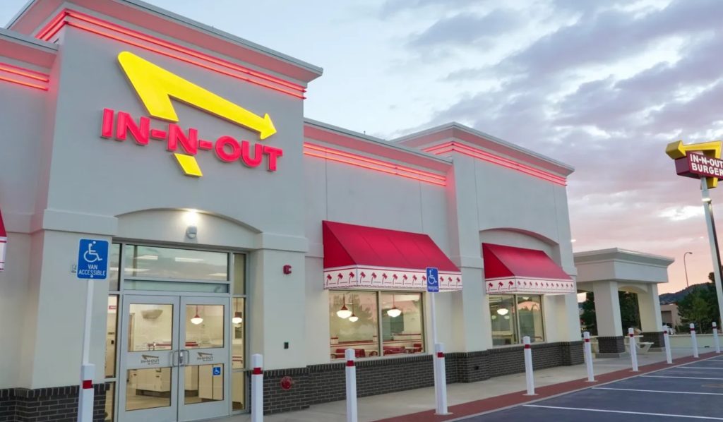 In-N-Out Burger Restaurant in Front of Sunset